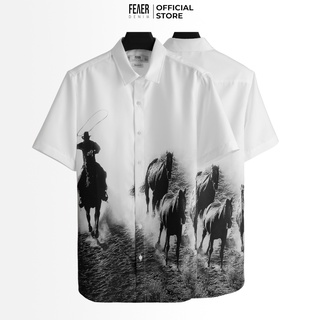 Áo sơ mi nam họa tiết FEAER DENIM chất lụa thoáng mát bền bỉ COWBOY