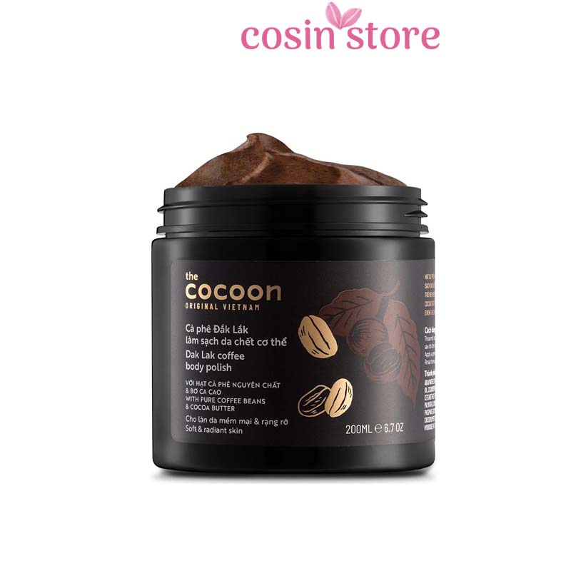 Tẩy Tế Bào Chết Cocoon Cà phê Đắk Lắk làm sạch da chết cơ thể 200ml