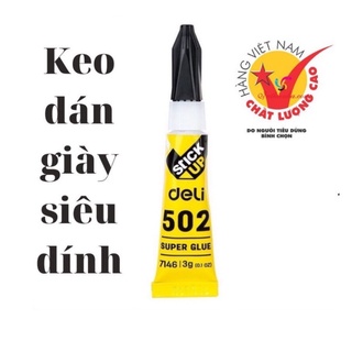 Keo dán giày siêu dính DELI 502, keo dán giày dép 7146 tuýp 3gam tiện lợi