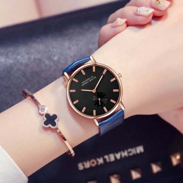 Đồng hồ nữ Hannah Martin 100% Original Fashion Women's Watches Girl Leather Watch COD Waterproof Quartz Wrist watches Birthday Gift 2138