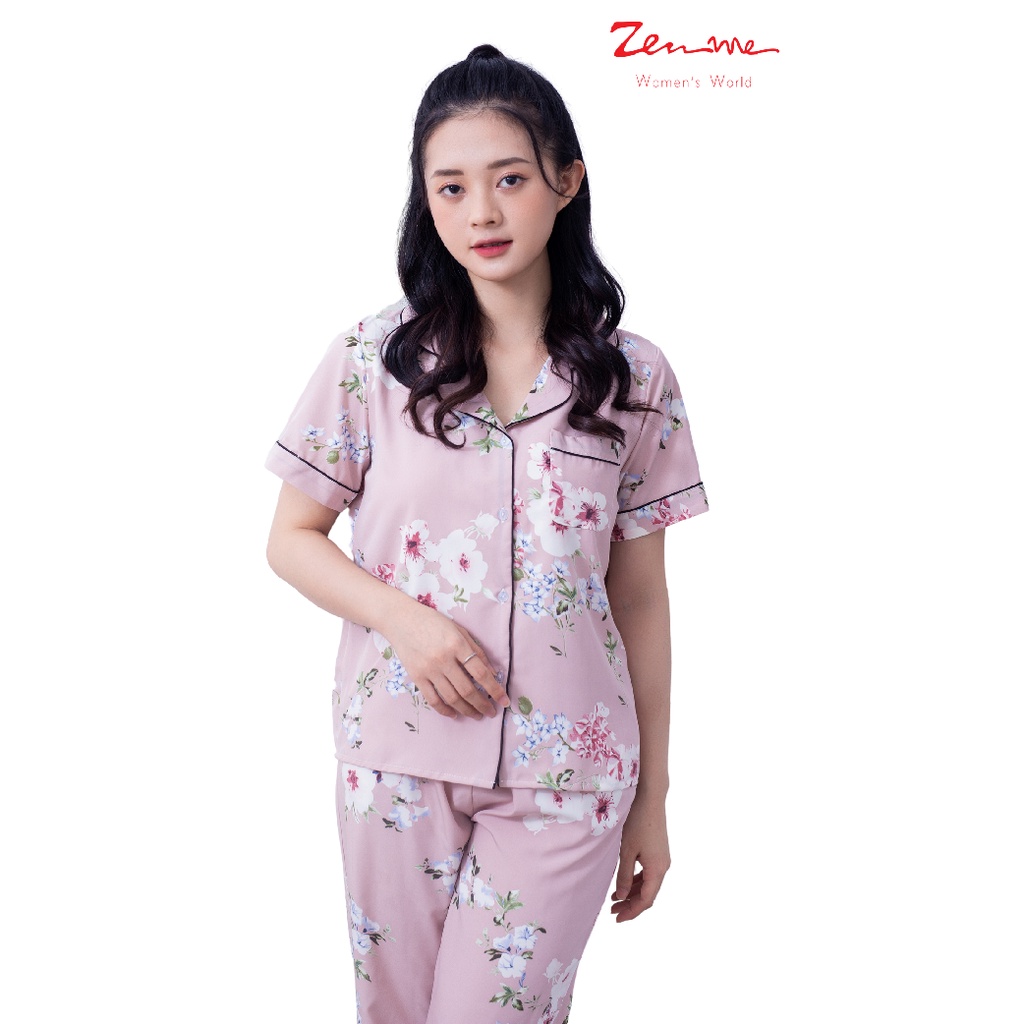 [Mã LT50 giảm 50K đơn 150K] Đồ bộ mặc nhà nữ Zen Me pijama tay cộc quần dài chất liệu Lụa Hàn cao cấp họa tiết nữ tính | BigBuy360 - bigbuy360.vn