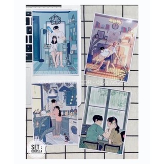 Postcard Couple có sẵn, Hình dán cặp đôi decor phòng có sẵn