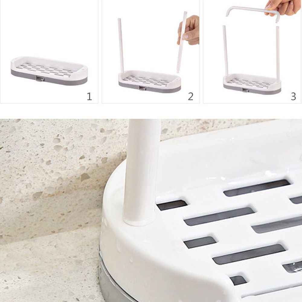 DAPHNE Home &amp; Living Storage Rack Bar Hook Sponge Drain Towel Holder Hanging Bathroom Hanger Kitchen Utensil Box Rag