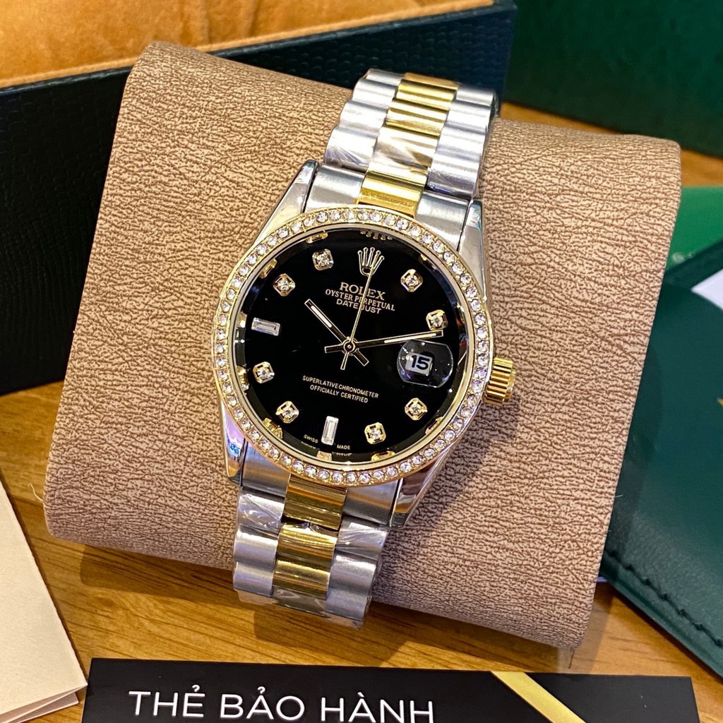 [Fullboxx 1:1] Đồng hồ nam Rolex - viền đá dây kim loại chống nước - DH501 Shop404