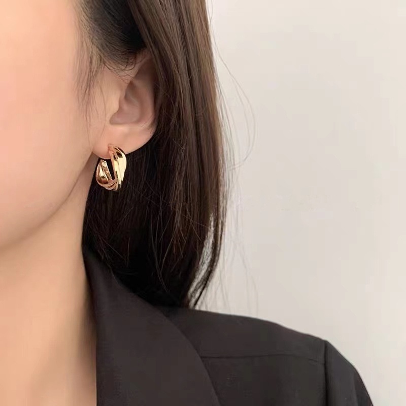 Bông tai xoắn tròn hình học lớn cho nữ cá tính Trang Sức SG