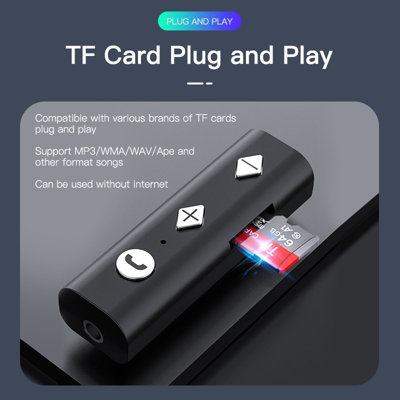 Thiết Bị Nhận Tín Hiệu Âm Thanh Bluetooth 5.0 Đầu Cắm 3.5mm Cho Xe Ô Tô