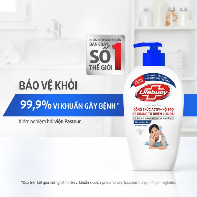 Nước rửa tay Lifebouy diệt khuẩn 180ml, Rửa tay sạch khuẩm 99%