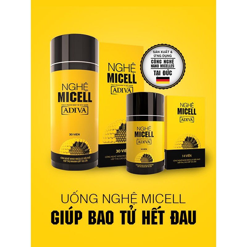 Nghệ Micell Adiva hộp 14 và 30 viên - Giải pháp hiệu quả cho người đau dạ dày - Hàng chính hãng