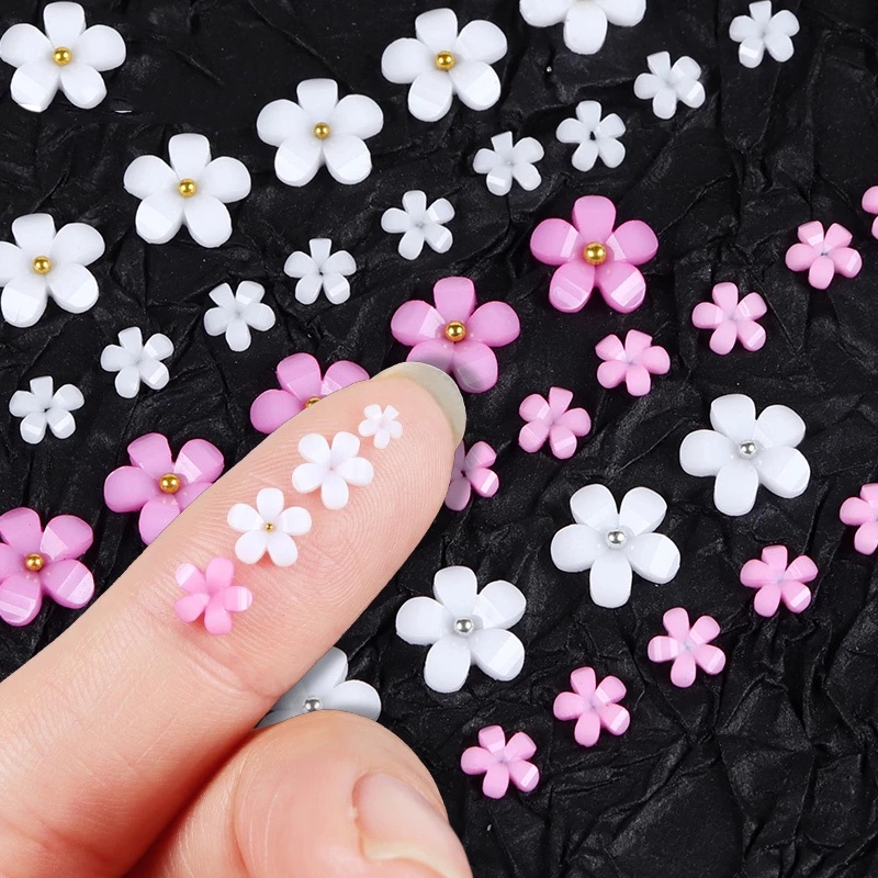 1 Hộp Phụ Kiện Trang Trí Móng Tay Nghệ Thuật 3D Hình Hoa Pha Lê Nhiều Màu Sắc