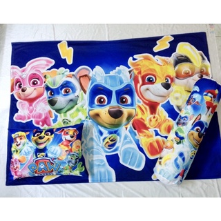Combo gối nằm gối ôm (kèm ruột) và chăn Chó siêu nhân cho bé 3-5 tuổi