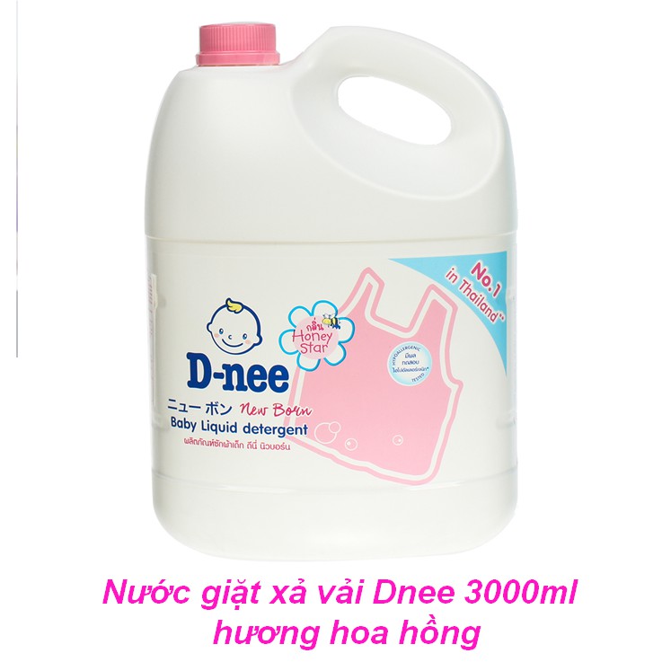 Nước Giặt Xả Vải D-nee Thái Cho Bé Can 3 Lít | Trắng Sạch Thơm Lâu | Giặt Tay Giặt Máy Đều Được