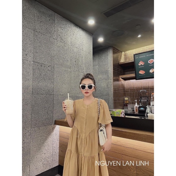 Váy bb suông cúc dọc xoè 3 tầng 2 lớp