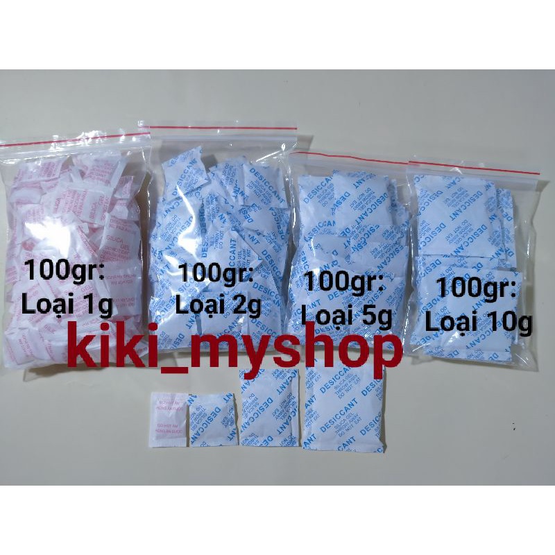 100gr gói hút ẩm silicagel loại 1g/2g/5g/10g chống ẩm sách truyện, máy ảnh