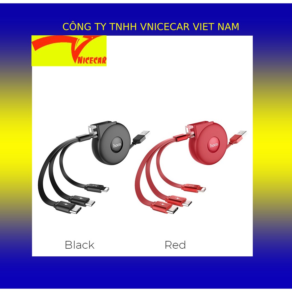 Dây sạc điện thoại hoco-cáp sạc chính hãng U50 3 đầu sạc