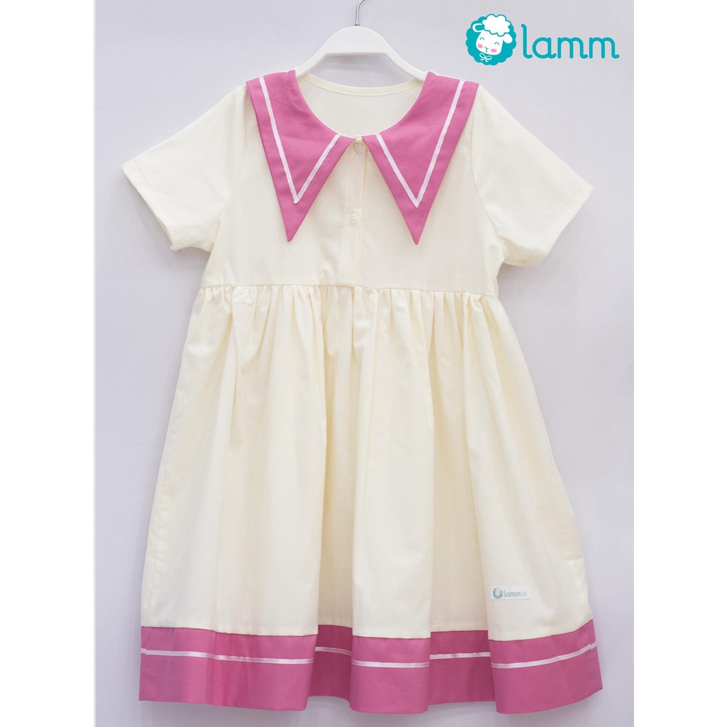 Váy cho bé gái Lamm mùa hè tay ngắn cổ đồng phục cách điệu