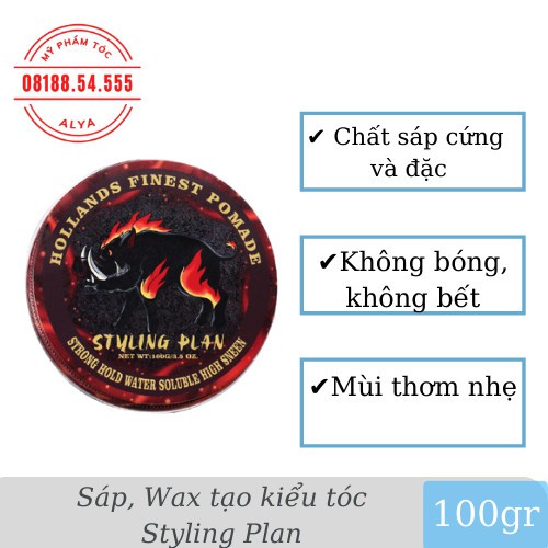 Sáp, Wax vuốt tóc Styling Plan Pomade 100g 100gr tạo kiểu giữ nếp cho tóc. HÀNG CHÍNH HÃNG