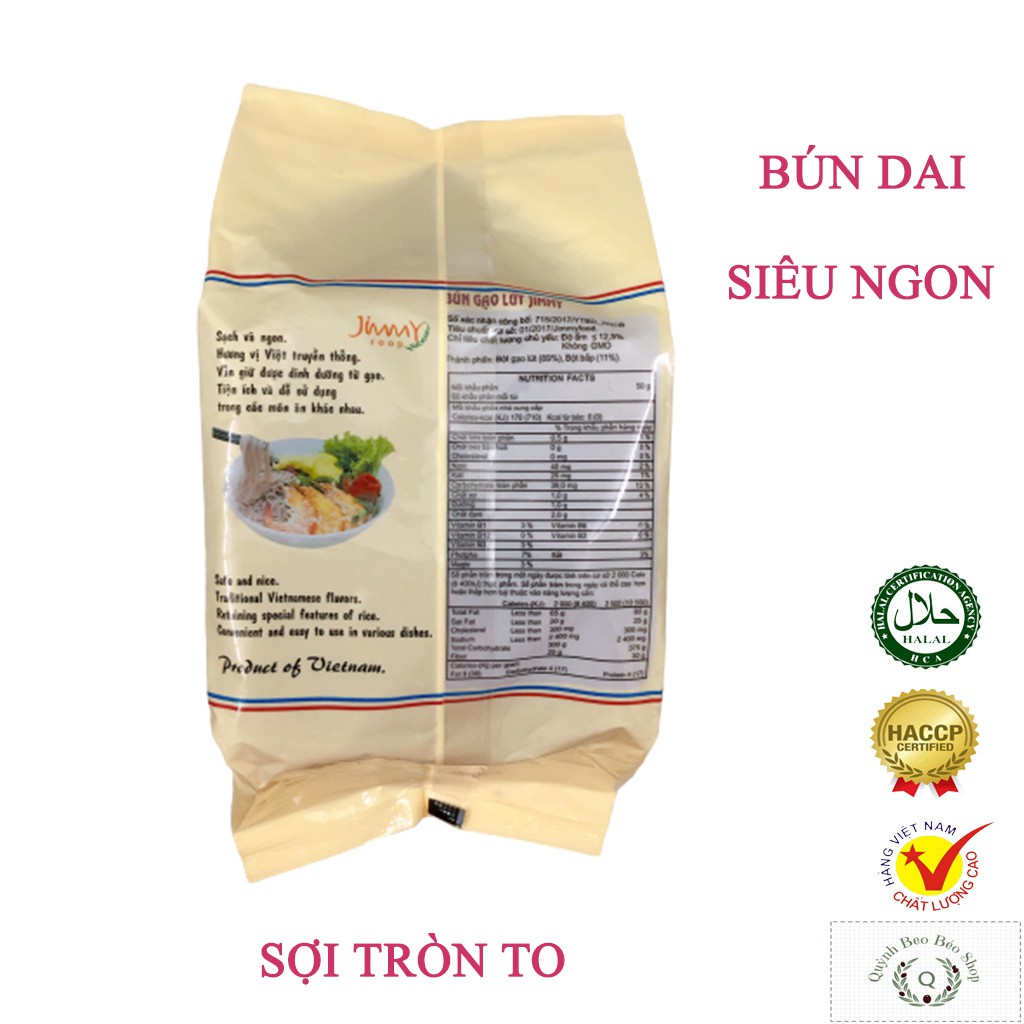 Bún gạo lứt Jimmy 250g, bún gạo lức thực dưỡng, Eatclean, giảm cân, điều hòa đường huyết