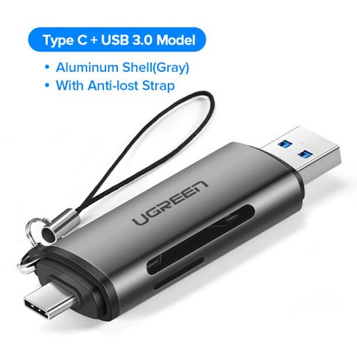 Đầu đọc thẻ nhớ SD/TF chuẩn USB Type C và USB 3.0 Ugreen 50706 cao cấp chính hãng