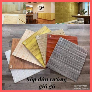 Xốp Dán Tường Giả Gỗ ( VÂN GỖ) KT 70 X 77 cm