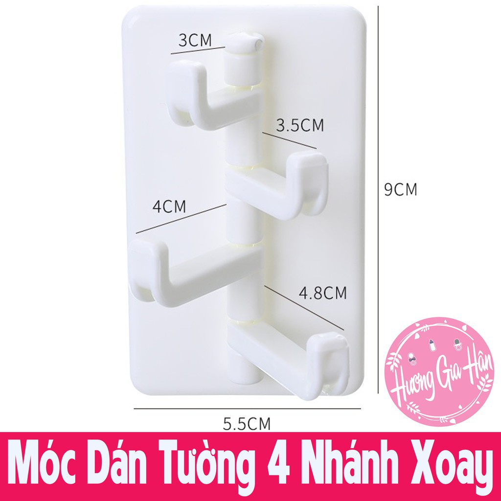 Móc Dán Siêu Chắc Xoay 4 Nhánh Treo Chìa Khóa, Đồ Dùng Nhà Tắm [Thanh Mai Shop]