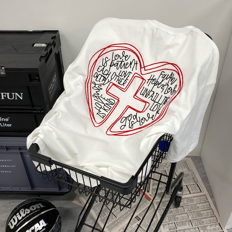 Áo thun ngắn tay mùa hè dáng rộng kiểu hip hop cho nam và nữ