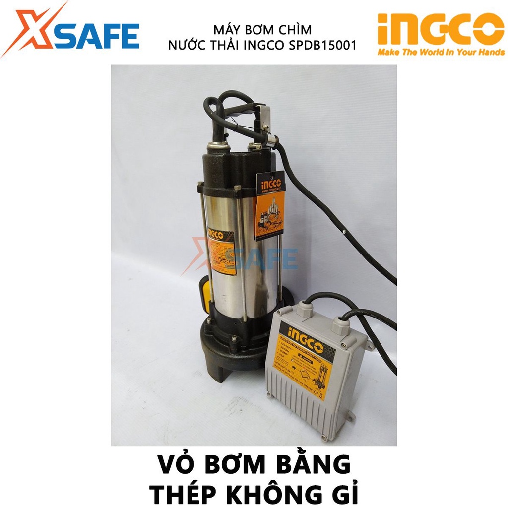 Máy bơm chìm nước thải INGCO SPDB15001 Máy bơm chìm 1500W, chiều cao bơm 14.5m, tốc độ dòng chảy 20m3/h - [XSAFE]