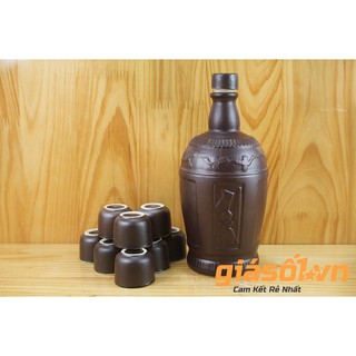 Bộ Bình và 10 chén uống rượu Bát Tràng 500ml .