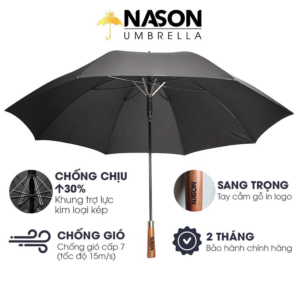 Ô thẳng cao cấp khung chịu lực kép Nason G27  - Dù thẳng chống lật - Dù che mưa lớn - Dù chống bão -