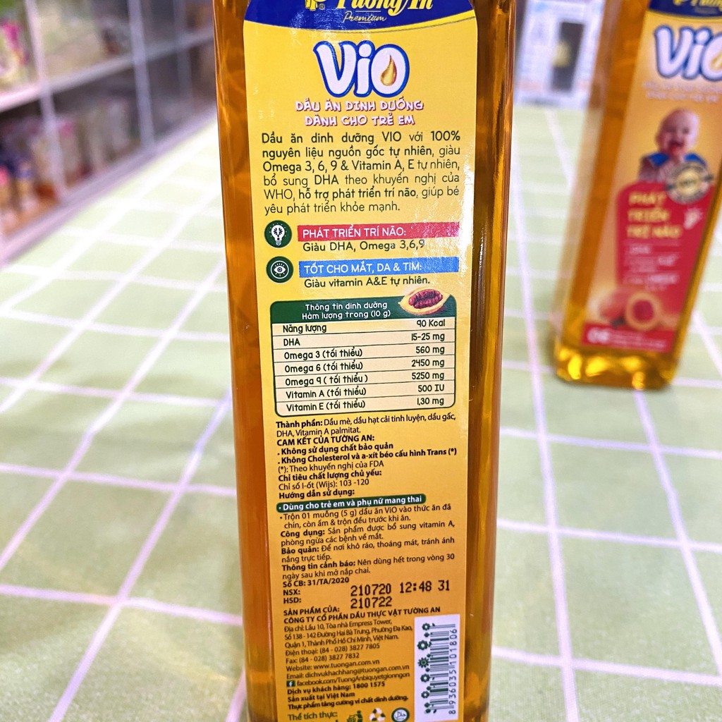 Dầu ăn dinh dưỡng VIO Tường An cho bé từ 6 tháng 250ml