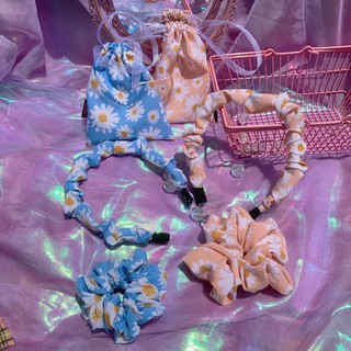 Combo Scunchie & Băng Đô Natthy Style Daisy hoa cúc vải