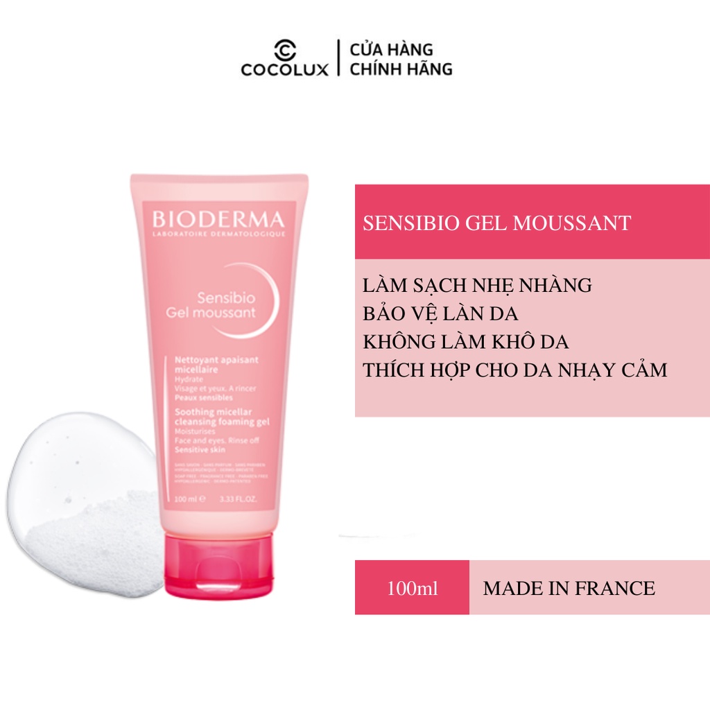 Gel Rửa Mặt Tạo Bọt Bioderma Cho Da Nhạy Cảm Sensibio Gel Moussant 100ml