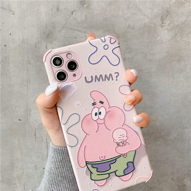 Ốp điện thoại nhựa mềm dập nổi hình Spongebob cho iPhone se/7/7p/8/8p/x/xs/xsmax/xr/11/12/mini/pro/promax