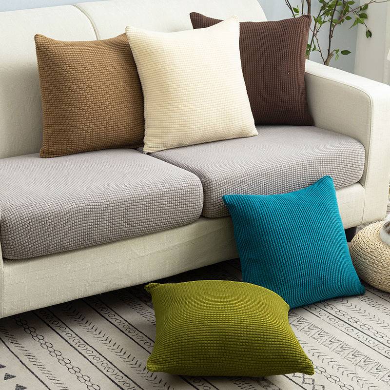 Chất dày cộng với vỏ bọc sofa nhung không có lõi Đơn giản hiện đại Đàn hồi Đệm Đệm Cover Màu rắn Phòng khách Gối