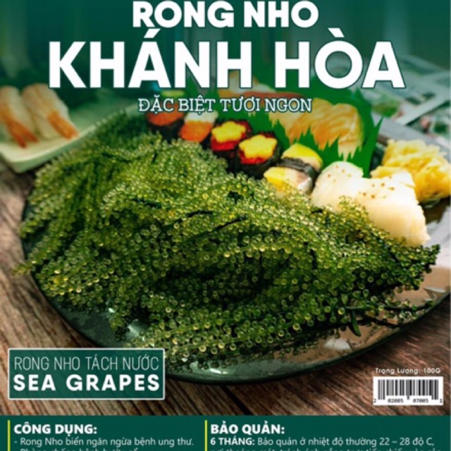 Combo 1 Gói Rong Nho Tách Nước Khánh Hoà 25Gr + 1 Gói Mè Rang 15ml