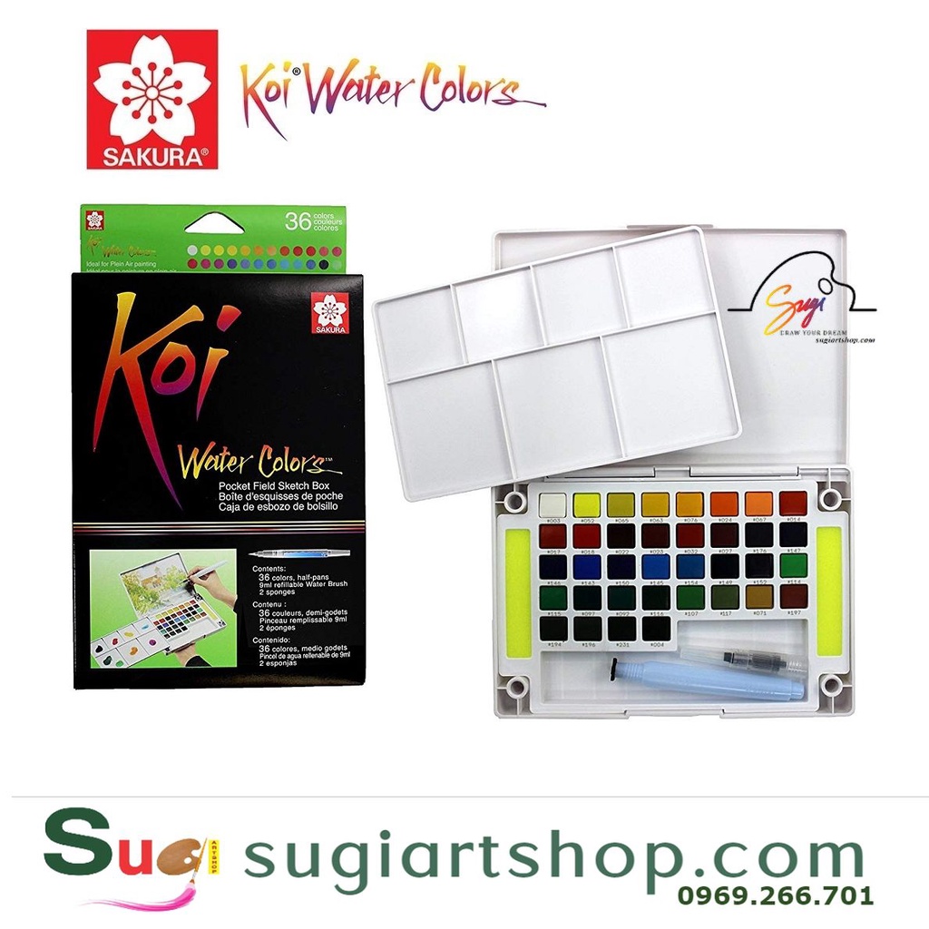 CHÍNH HÃNG] Màu Nước SAKURA KOI Dạng Nén Koi water color SAKURA 12/18/24/30/36/48