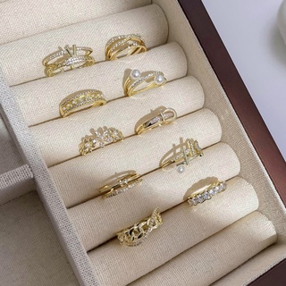 Nhẫn mạ vàng đính đá zircon tinh xảo thời trang chất lượng cao cho nữ
