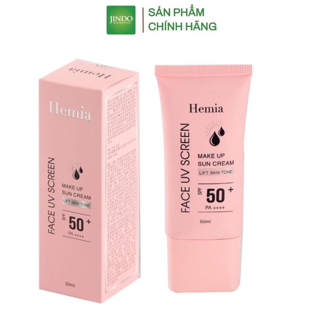 Kem chống nắng HEMIA dưỡng trắng nâng tone SPF50+ 100% tự nhiên, Thấm mướt nhanh, mịn màng nhập khẩu chính hãng Hàn Quốc