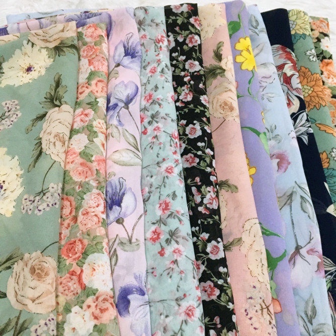 Vải Voan In Hoa May Váy DIY