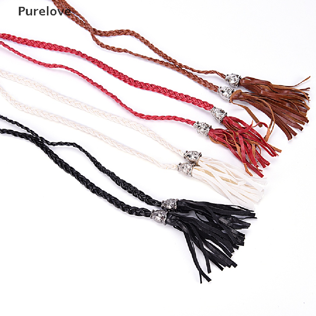 Thắt Lưng Da PU Bện Phối Tua Rua Đơn Giản Phong Cách Boho Cho Nữ