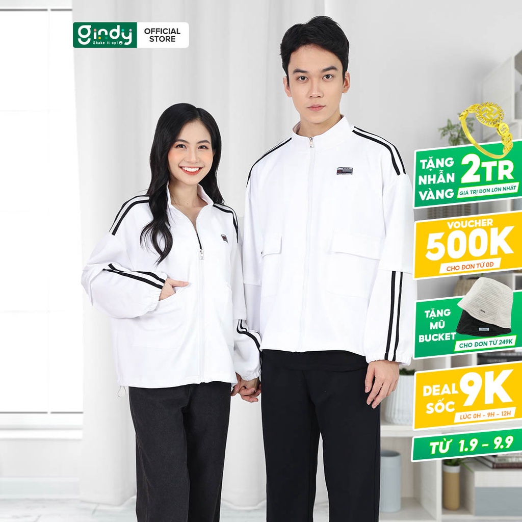 Áo khoác nữ jacket varsity dài tay form rộng khóa kéo GINDY thời trang nữ thu đông Hàn Quốc A022