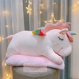 Bộ chăn gối 2 in 1 Kỳ Lân Unicorn bông đẹp mê mẩn ( ẢNH THẬT )