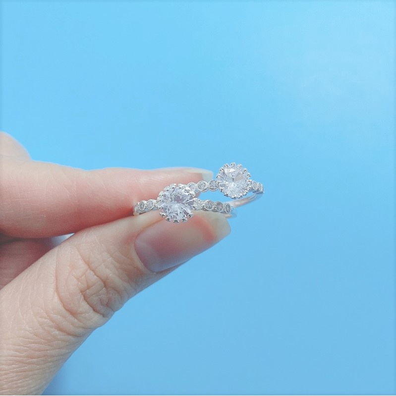 Nhẫn nữ bạc ta đính đá hình hoa mặt trời lấp lánh rất xinh - Trang sức bạc Evasilver