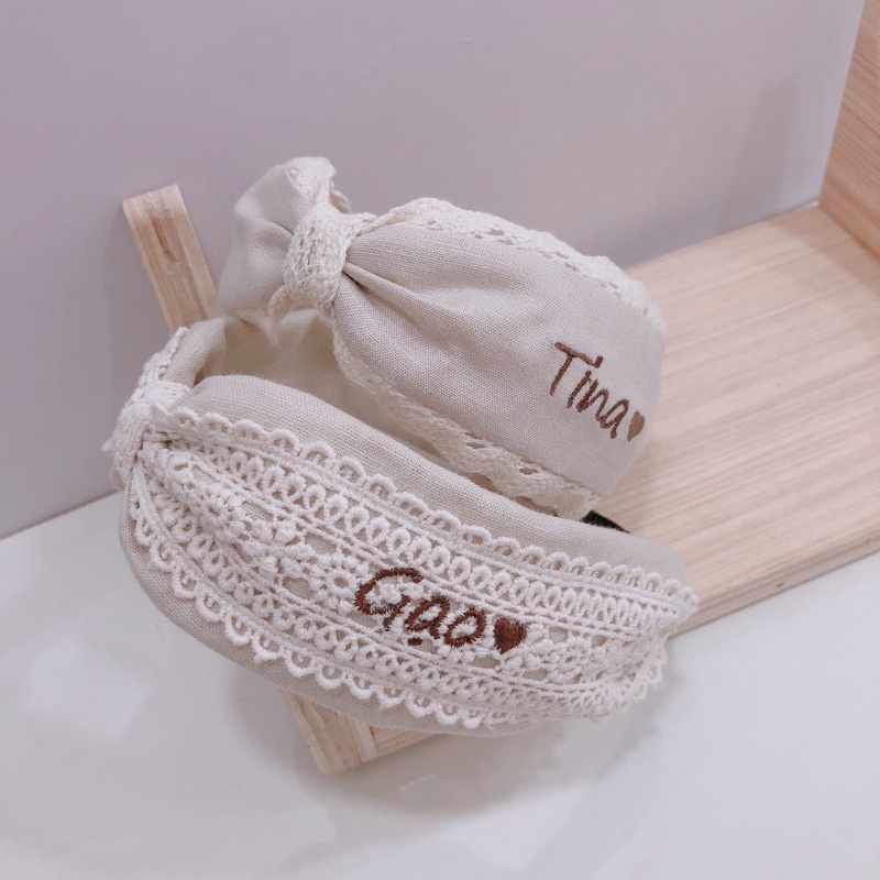 BỜM TÓC/TURBAN REN HÀN QUỐC CHO BÉ, THÊU TÊN THEO YÊU CẦU [PHỤ KIỆN THÊU TÊN BÉ]
