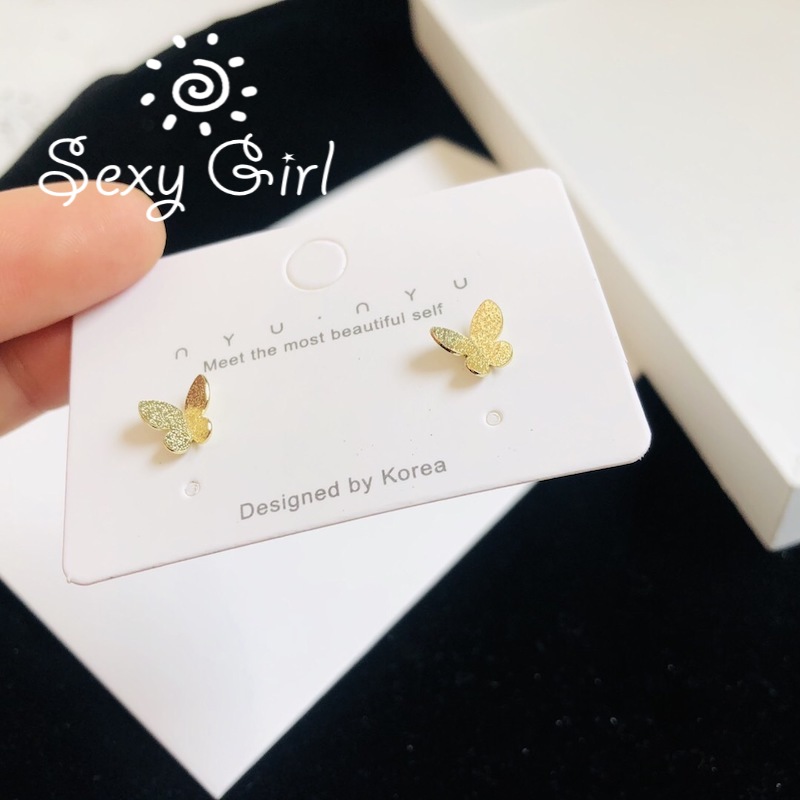 Bông Tai Ba Chiều Hình Bướm Ba Chiều Bằng Bạc S925 Phong Cách Hàn Quốc Quyến Rũ Dành Cho Nữ