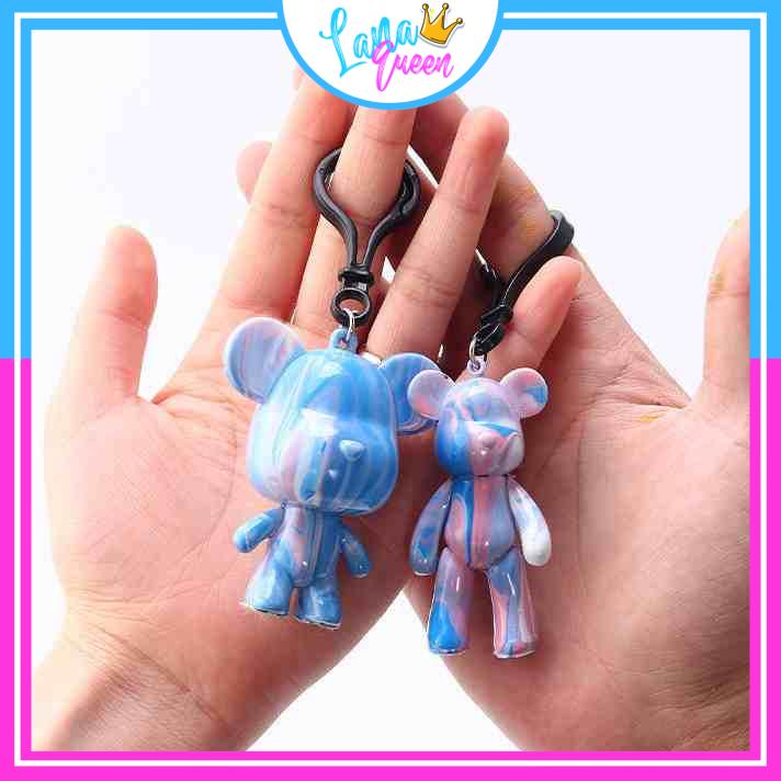 Gấu đổ màu làm móc khóa Set DIY đổ màu Acrylic pouring gấu bạo lực Bearbrick - LANA QUEEN