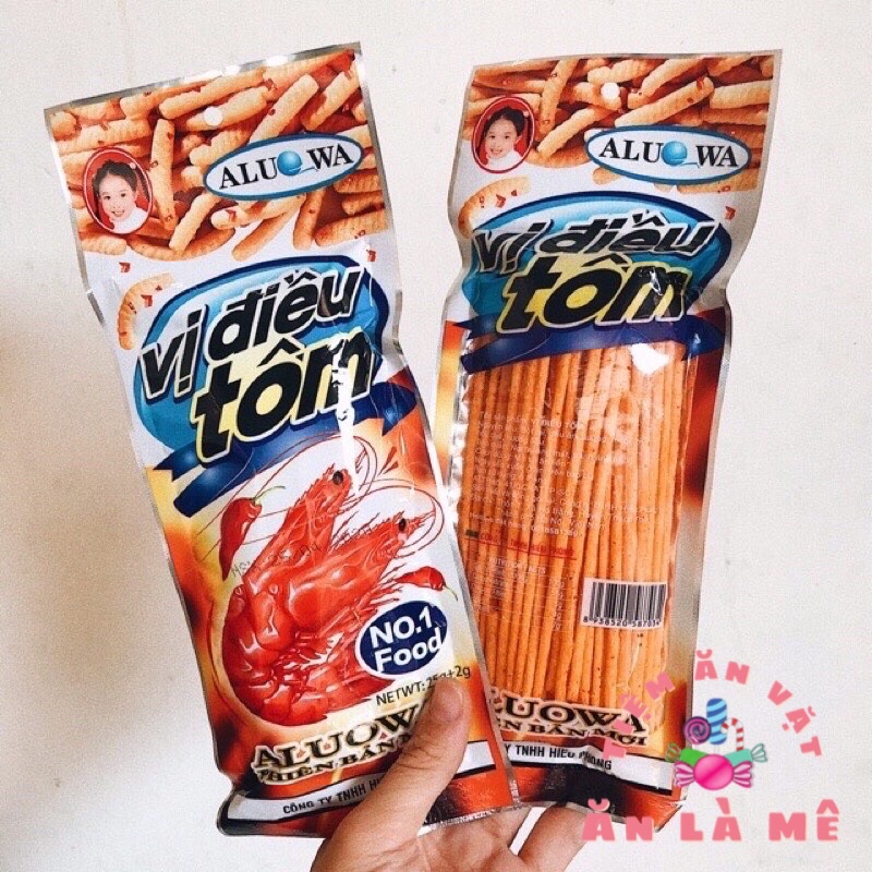 Tăm cay vị điều tôm, bim que cay đỏ Aluowa gói 25g - Tiệm ăn vặt ĂN LÀ MÊ ăn vặt tuổi thơ
