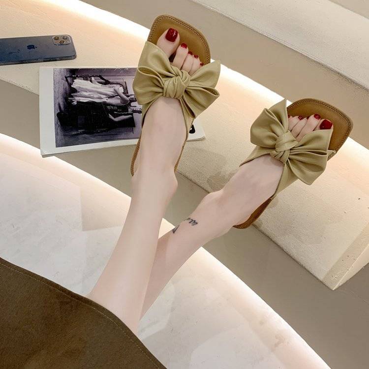 Dép Đế Mềm Chống Trượt Đính Nơ Thời Trang Cho Nữ