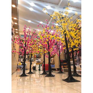 Cây hoa mai - hoa đào giả bằng nhựa / vải - cao 1m2 - trưng tết