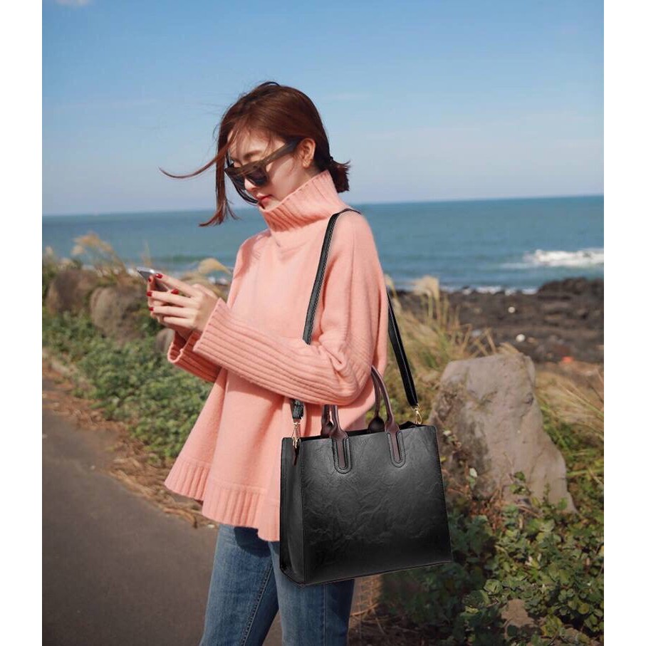 Túi xách tay, đeo chéo nữ thời trang kiểu dáng from túi đứng DA BÒ cao cấp KT: 32x28x12cm