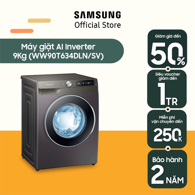 Miễn phí công lắp đặt_Máy giặt thông minh Samsung AI EcoBubble™ 9kg (WW90T634DLN)